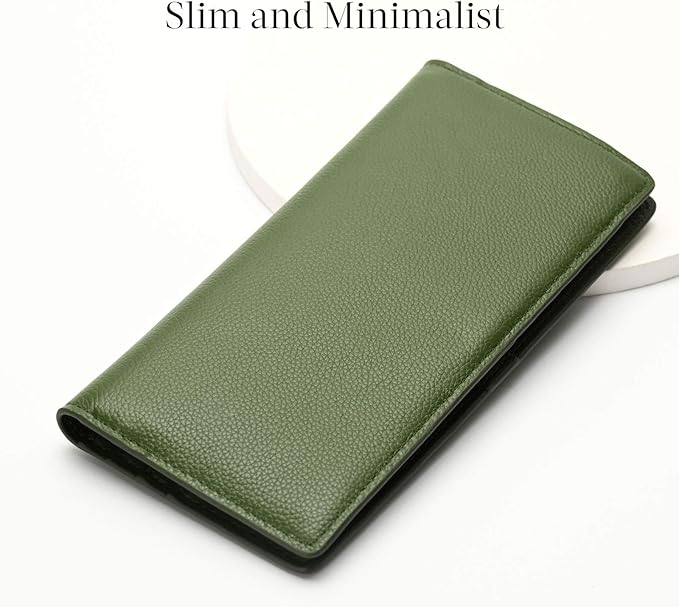 Bveyzi Ultra Slim Thin Leather RFID Blocking Credit Card Holder Bifold Clutch Wallets for Women