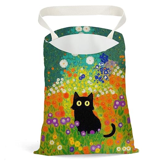 Black Cat Car Trash Bag, Car Trash Bag Hanging, Waterproof Cars Back Seat Hanging Organizer and Storage Trash Bags for Vehicle Travelling Camping Aesthetic Monet Decor