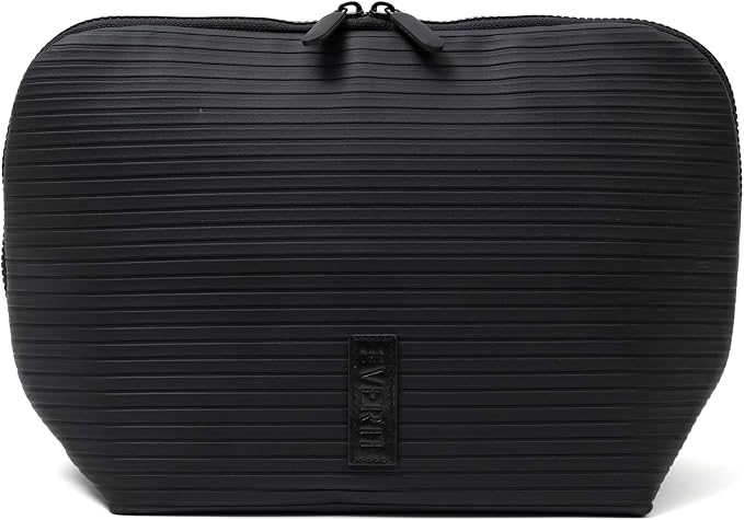 THE VERTI-Vertical Waterproof Makeup & Toiletry Bag | 23-Pocket Organizer with Upright, Fold-Down Design for Skincare, Toiletries & Essentials (Onyx, Medium)