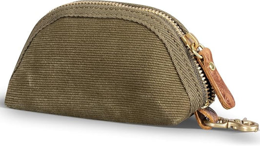 Gexmil Coin Purse with Zipper, Pure Premium Cotton, Mini Coin Pouch for Women Men, Change Wallet,Army Green