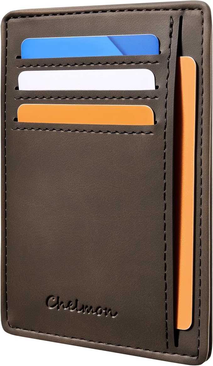 Chelmon Slim Wallet for Men, Minimalist Front Pocket RFID Blocking Credit Card Holder