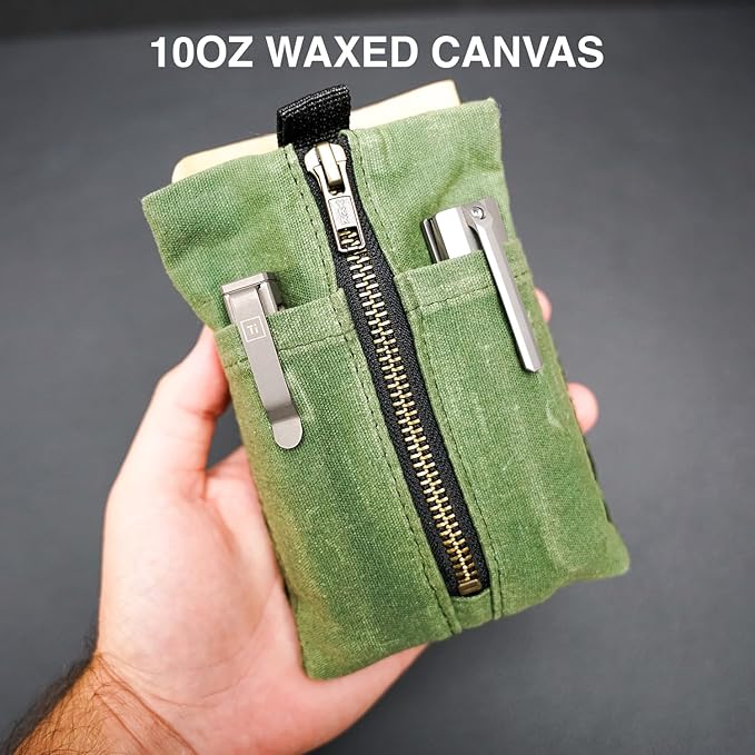 EDC Canvas Pouch (EDC Canvas Pouch, Pocket Organizer, Mighty Pouch for Men, EDC Bags with Velcro, Small Tool Pouch, Utility Pouch for Multitools, Waxed Compact Organizer