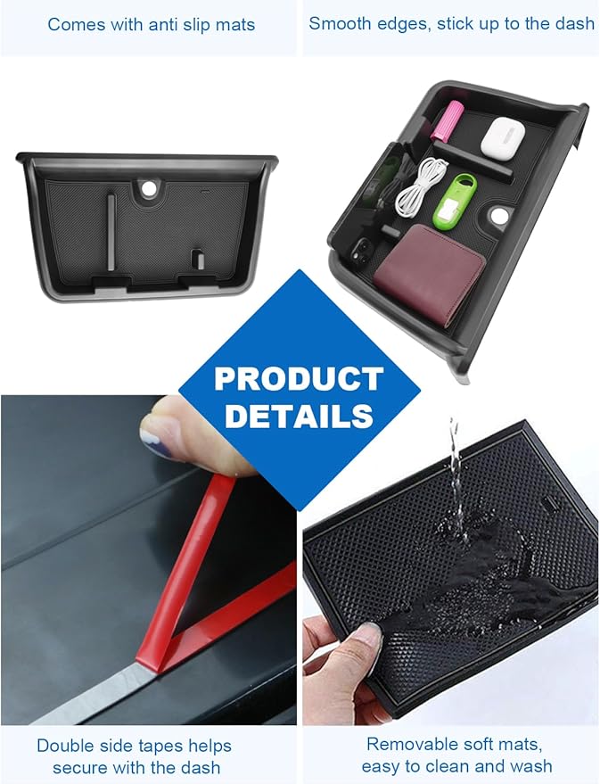CDEFG for 2024 2025 2026 Toyota Grand Highlander Dashboard Storage Box 12.3-Inch Screen Compatible with 2024 2025 2026 Toyota Grand Highlander Accessories Behind-Screen Dash Organizer