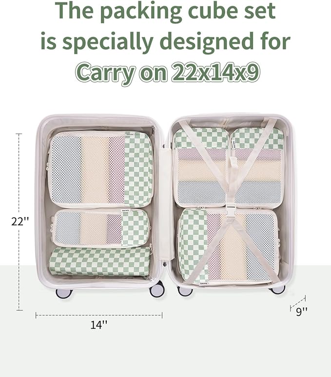 Narwey 6 Set/5 Set Compression Packing Cubes for Travel Kids Women Carry on, Packing Organizers Bag for Backpack Luggage Suitcase Duffle Bags