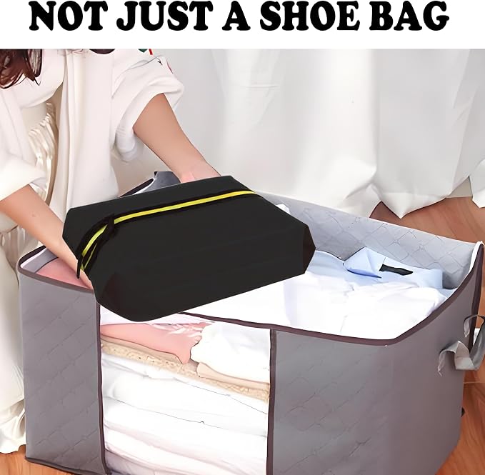 Shoe Bags for Travel, Large Capacity Waterproof Portable Shoe Bags with Zipper, Golf soccer cleats Shoe Bag, Multi-Functional Travel Shoe Pouch for Men & Women (Black)