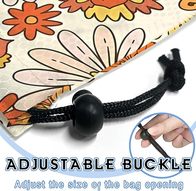 Car Trash Bag Hanging Back of Seat Waterproof Small Cute Printed One-Handed Strap Drawstring Garbage Bags for Car-Colorful Flower