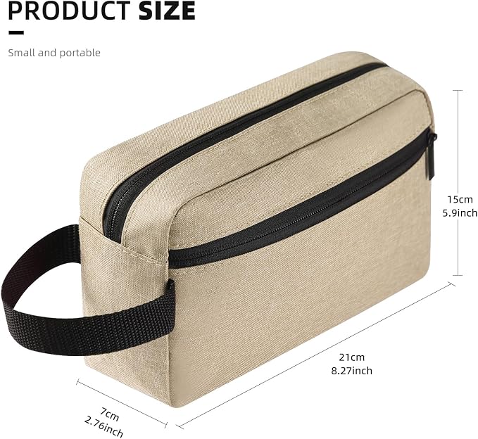 Icramsy Travel Toiletry bag Toiletry bag for women men Hanging Cosmetic bag Travel accessories for Women Men (Khaki)