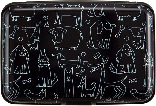 Credit Card Holder Wallet for Women Men RFID Blocking Small Metal Business Aluminum Protector Sleeves Slim Mini Cards Case (Black Funny Dogs Collection)