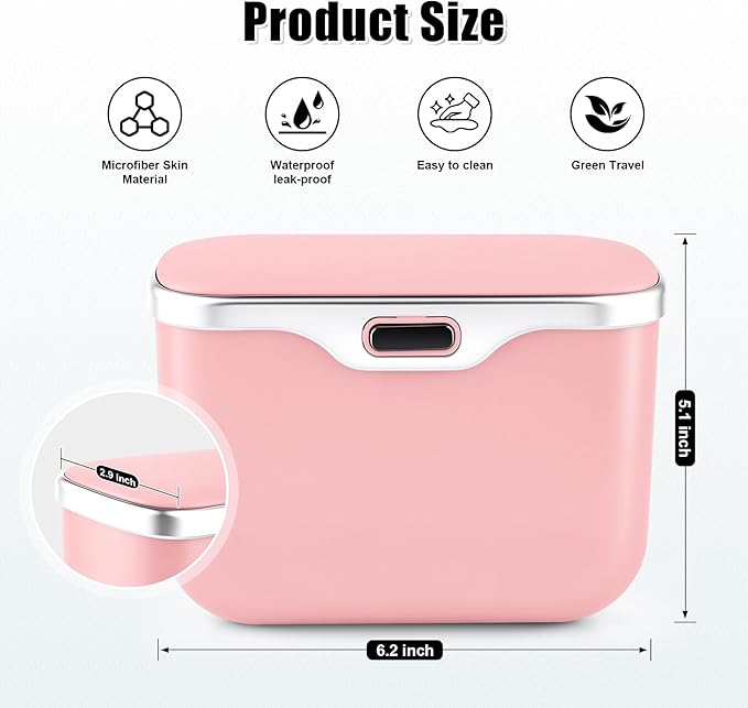 UYYE Car Trash Can, Car Garbage Bin with Lid & Handle - Leak-Proof Mini Trash Can for Car, Truck, SUV - Essential Car Accessories for Organization (Pink)