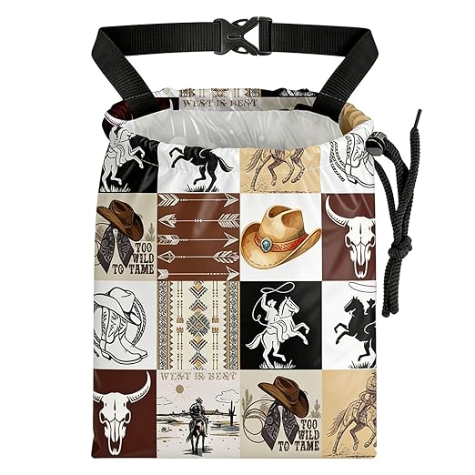 Western Cowboy Car Trash Bag - Waterproof Car Trash Bag Hanging Leakproof Car Garbage Bag - Washable Reusable Trash Bag for Car Interior Hanging Organizer Storage Vehicle Travelling Camping