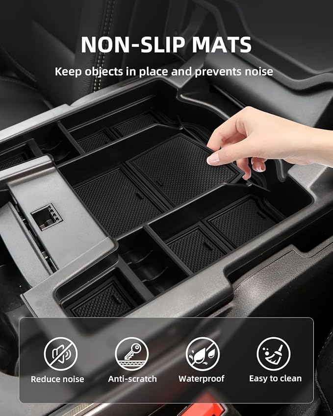 Center Console Organizer for 5th Gen 2025 2024-2019 Ram 1500 2500 3500(Full Console w/Bucket Seats Only), ABS Storage Box, Middle Console Tray Organizer, Insert Container Pallet-Black