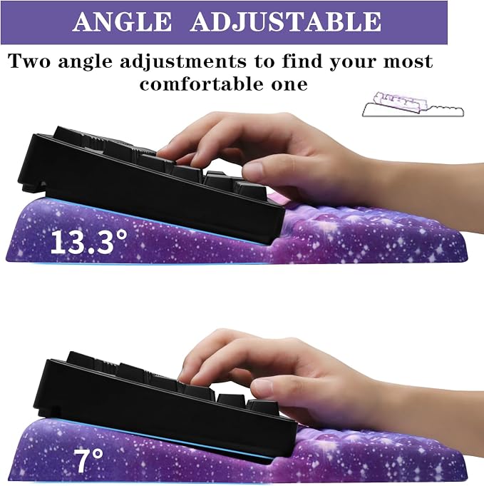 Ergonomic Keyboard Stand with Wrist Rest, Computer Wrist Support Pad, Tilted Keyboard Riser Holder Lift Tray with Wrist Pad, Easy Typing, Comfy Soft Memory Foam Desk Cushion for Office