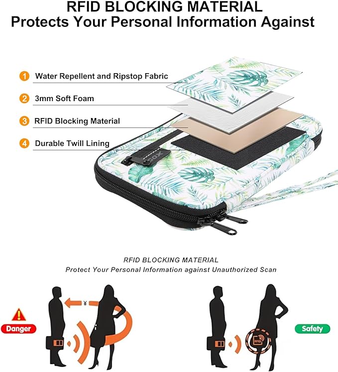 GOX Passport Holder for Travel Family RFID Neck Wallet for Traveling Women Travel Pouch for Passport and Documents with RFID Waterproof Zipper Passport Case (Forest)