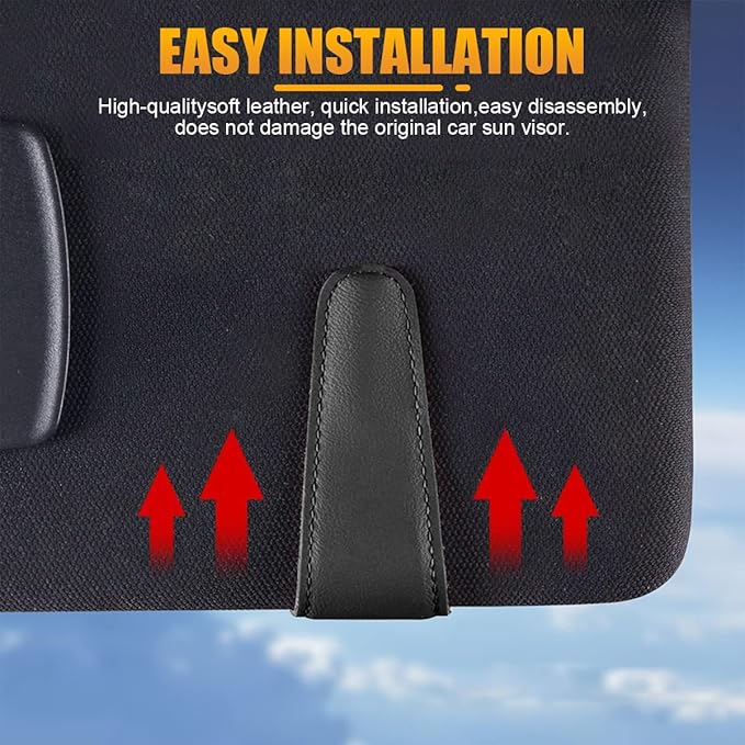 AICEL Sunglasses Holders for Car Sun Visor, Leather Eyeglasses Hanger Mounter, Magnetic Glasses Holder and Ticket Card Clip, Auto Interior Accessories Universal for SUV Pickup Truck