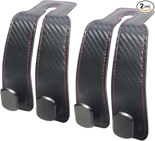 Car Seat Hooks for Headrest,Purse Hook & Back Storage Hook, Zinc Alloy & Suede Material Heavy Duty Car Hooks for Purses and Bags,Universal Fit for Most Vehicles (Carbon)