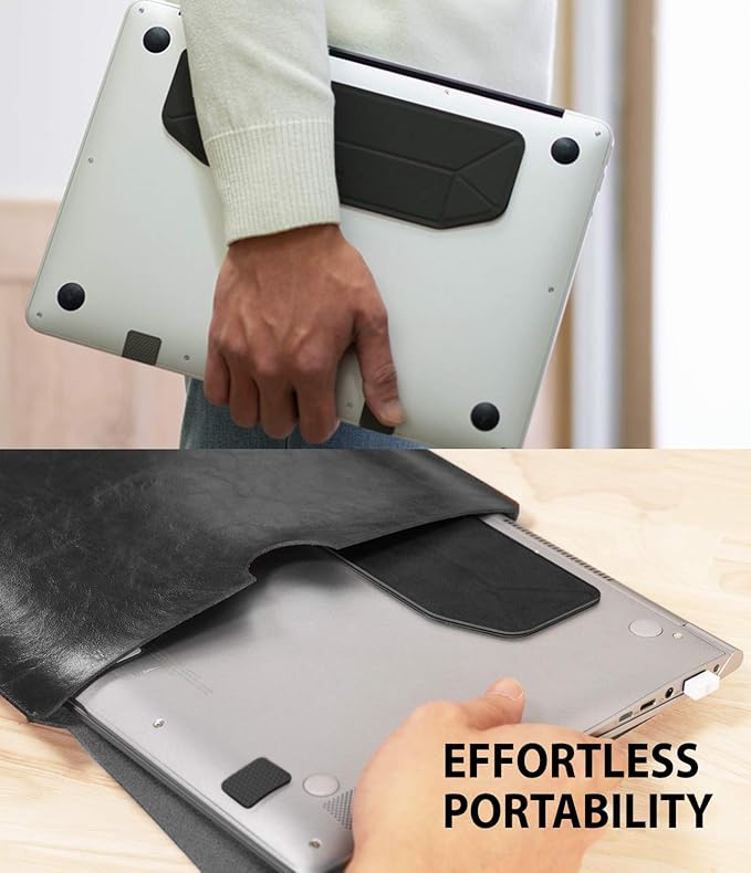 Ringke Laptop Stand Anti-Slide Smart Folding Portable Slim and Weightless Adhesive Stand for Laptop, iPad, Tablet, and More - Black