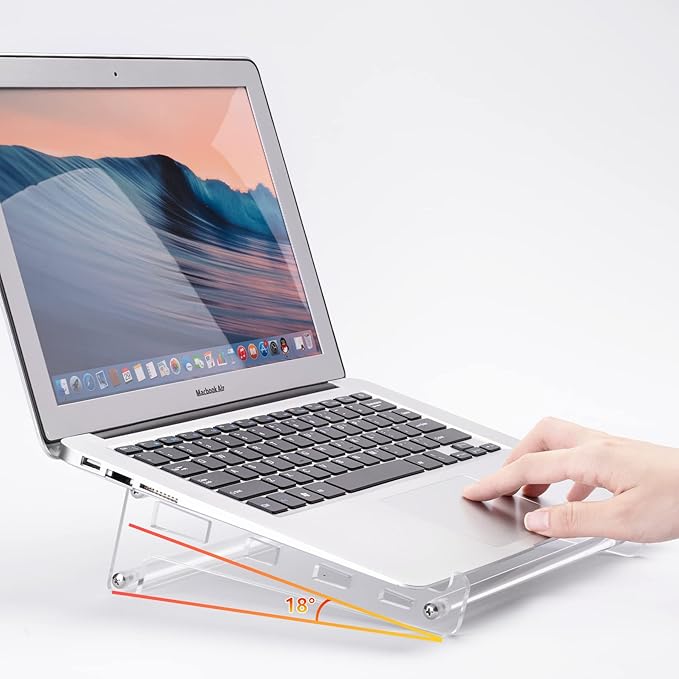Acrylic Laptop Stand for Desk, Clear Ventilated Computer Stand Holder for Desk, Ergonomic Acrylic Sturdy Laptop Riser Compatible with MacBook Air Pro Dell Lenovo Thinkpad ASUS 9-16 Inch