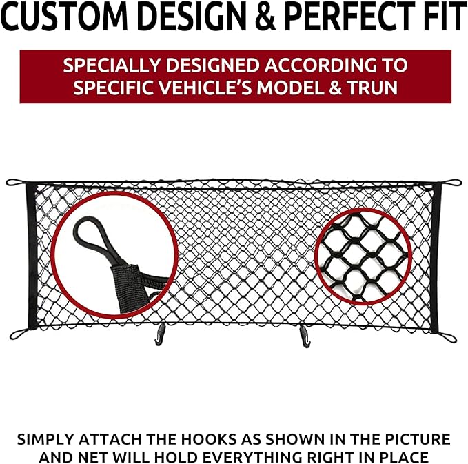 Envelope Style Elastic Trunk Mesh Cargo Net for Ford Edge SE SEL ST Titanium 2016-2024 - Premium Trunk Organizers and Storage - Luggage Net for SUV - Best Car Organizer for Ford Edge