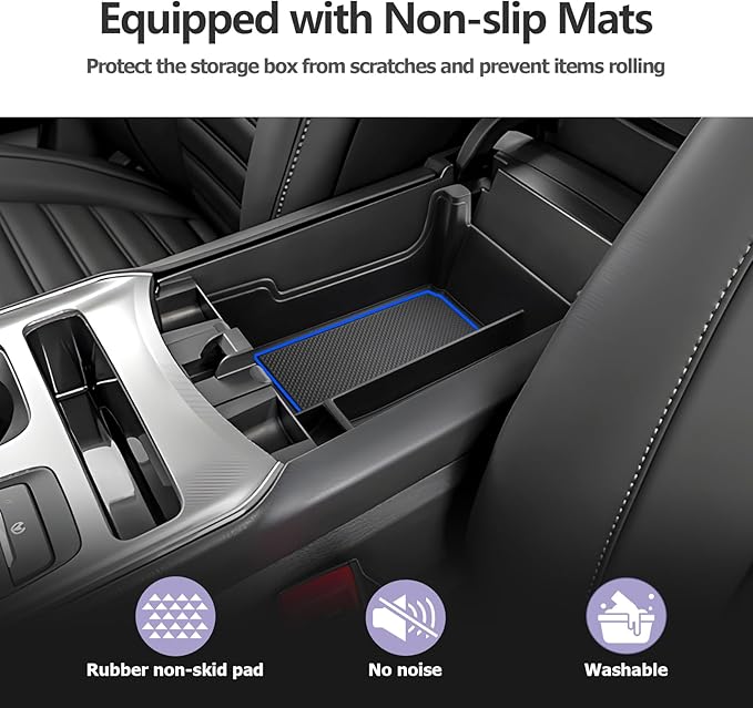 LUWU 2023-2024 Ford Edge Center Console Organizer - Armrest Storage Box with Insert Tray - Blue