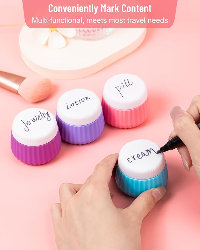 Mrsdry Travel Containers for Toiletries 4 Pack, TSA Approved Travel Size Toiletries, Travel Size Containers, With Clear Bag Leak Proof Silicone Jars, Travel Essentials Creams Jars Carrying Small Items