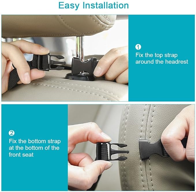 Oasser Seat Back Protector Kick Mats 12.9" I pad Holder 2 Pack XL with 1 Tissue Box Car Seat Organizer Back of Seat Protector Clear 2 Large Car Organizers and Storage