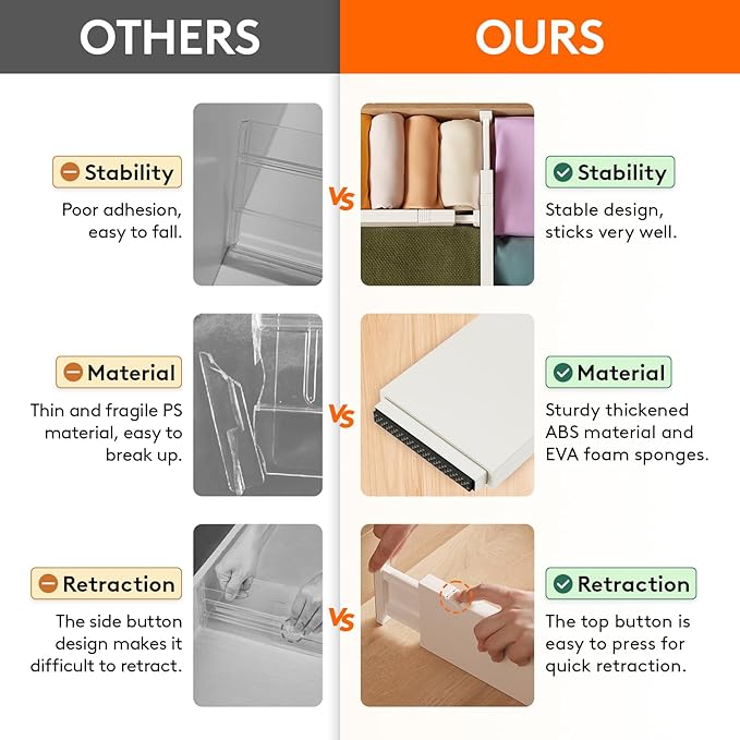 Lifewit 14 Pack Drawer Dividers 4" High 28-43.5cm/11-17" Adjustable Drawer Organizer for Clothes/Utensils, Expandable Drawer Separator in Dresser/Kitchen/Bedroom/Office Organization & Storage Beige