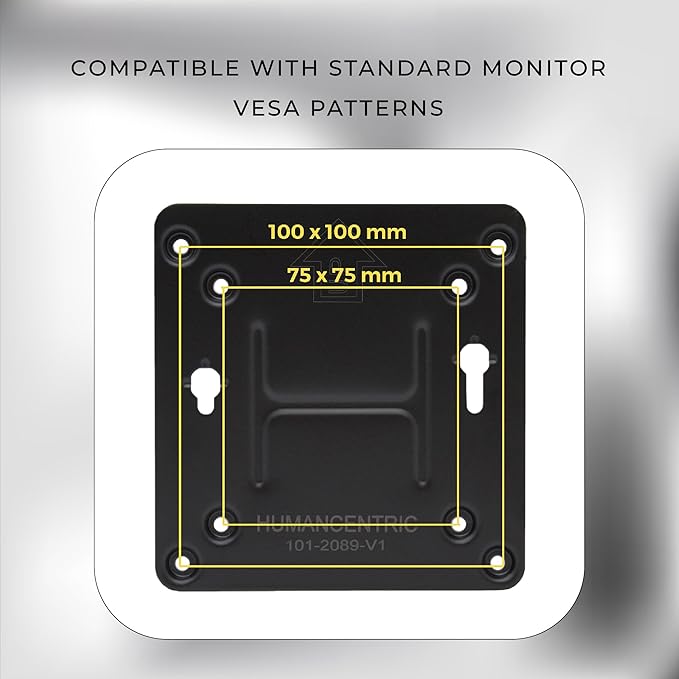 HumanCentric Mounting Bracket Compatible with Intel NUC, VESA Monitor Arm Plate for NUC Mini PC Computer, 75x75mm and 100x100mm Patterns, Does not fit Hades and Skull Canyon NUC, Hardware Included