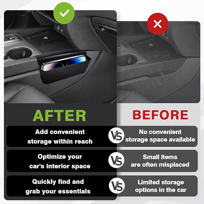 Muslogy for 2017-2024 2025 2026 Ridgeline Center Console Shifter Storage Box ABS Material Console Side Organizer Left & Right 2PCS Set with Stronger Tape Compatible with Honda Ridgeline 2017-2026