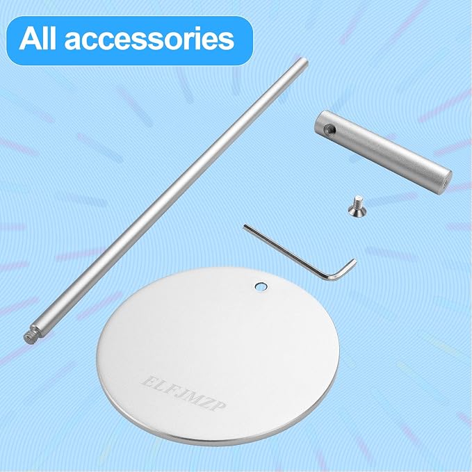 Aluminium Headphone Stand, Silver Desktop Holder for Over-Ear Headphones, 98mm Round Base, 280mm Height, 80mm Support Arm, with Installation Tools