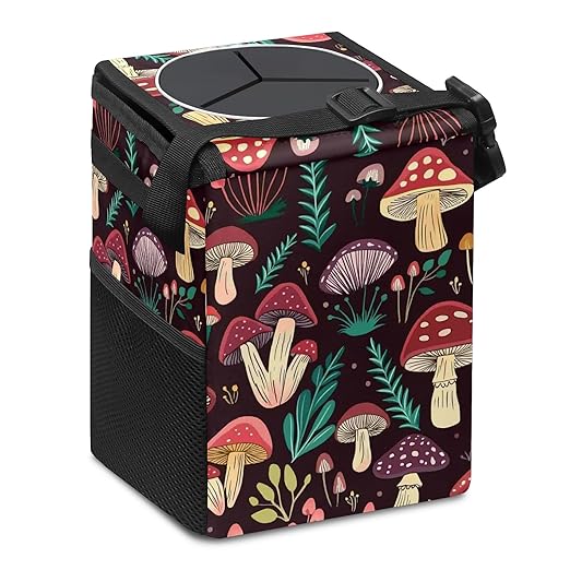 Car Trash Can – Multi-Purpose, Lightweight and Portable with Durable Water-Resistant Coating, No Installation Required, Practical and Ample Capacity, Variety of Colors.Mushroom
