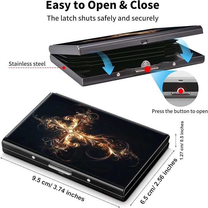 Metal Wallet,Credit Card Holder for Women Men,RFID Blocking Card Holder Mini Slim Aluminum Wallet ID Case Hard Case Business Card Holder Case,Golden Cross Black