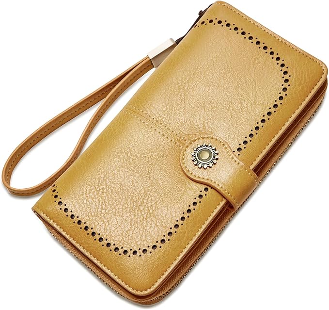 TFKGS Wallet for Women RFID Blocking Leather Large Capacity Card Holder Ladies Phone Clutch Travel Long Purse Wristlet | RFID Blocking, Leather, Large Capacity, Ladies, Travel