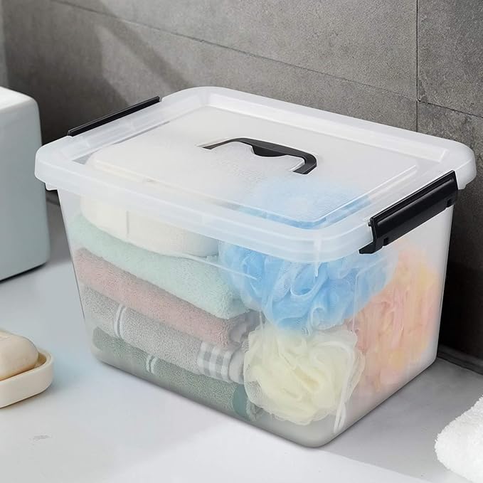 12 Quart Plastic Storage Latch Box, Latching Storage Bin with Handle,1 Pack