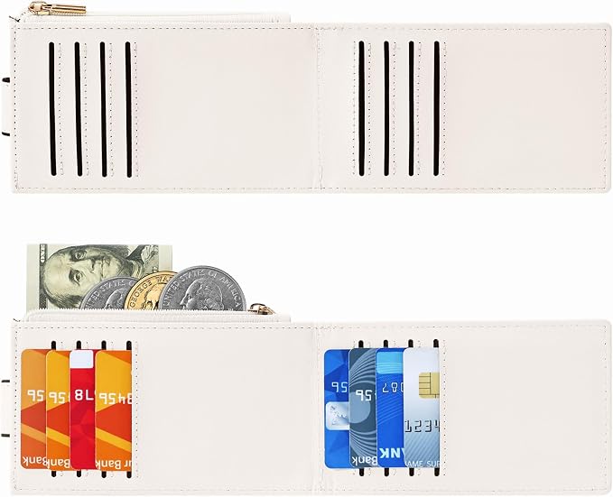 Chelmon Womens Wallet Slim RFID Blocking Bifold Multi Card Case Wallet with Zipper Pocket (Beige)