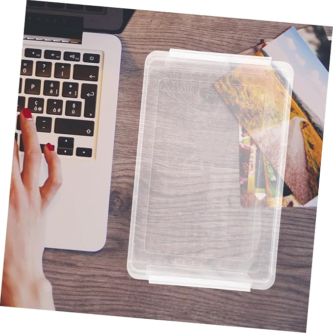 SHOWERORO Transparent File Box with Snap-tight Lid Stackable Desktop Document Organizer for Files Magazines Notebooks Moisture-resistant Storage Container for Office and Home Use
