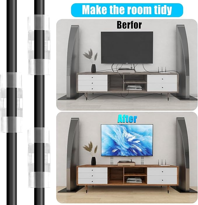 40 PCS Clear Adhesive Cable Clips, Strong Wire Holders for Cords, Durable Cable Management Clips & Cord Clips for Home Office Car Desk Wall TV PC Ethernet Cable
