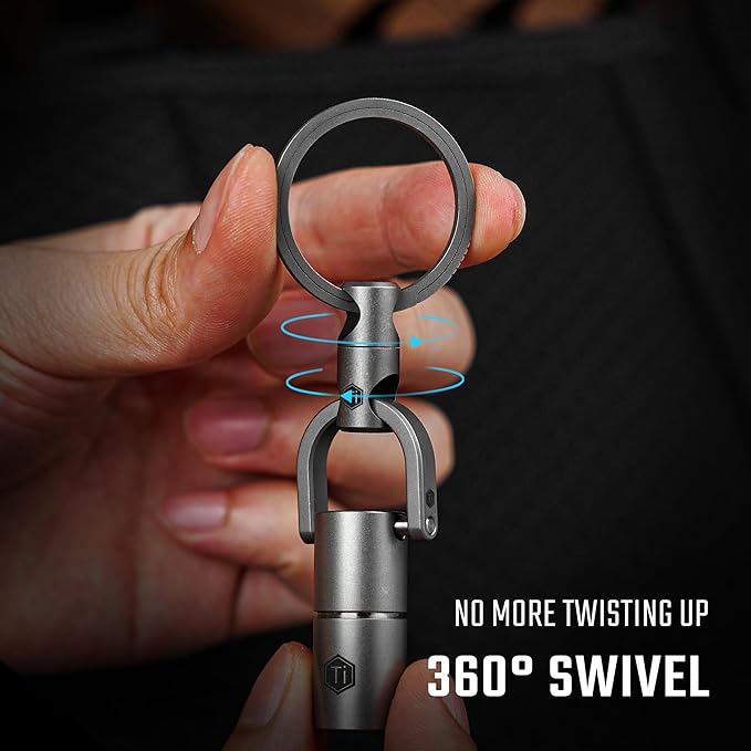 KeyUnity KM13 Swivel Keychain with D Ring Key Shackle, Titanium Rotatable Key Organizer