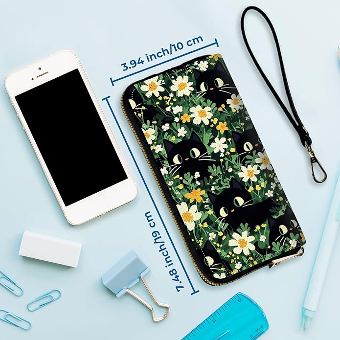 Wristlet Wallet for Women, RFID Blocking Phone Wallet, Large Capacity Zip Around Clutch, Fits iPhone 15 Pro Max, Travel Organizer Purse