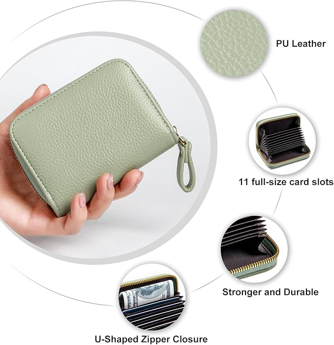 EcoVision Credit Card Holder RFID Card Case Wallet, Small Accordion Zipper Card Case Holder, Card Organizer Case for Women Men