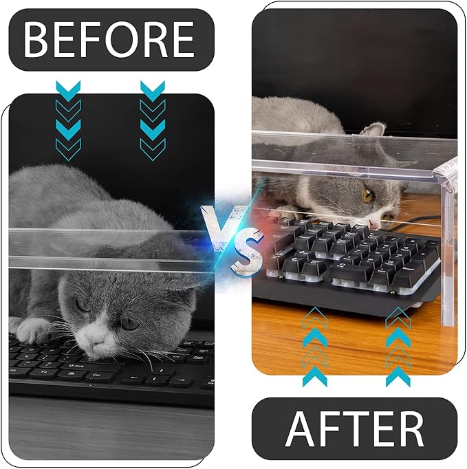 2 Pack Computer Monitor Riser with keyboard cover Anti-Cat, Dual Monitor Stand Riser, Multimedia Desktop Stand for Dual Monitors/Laptop/Flat Screen TV (20"+14")