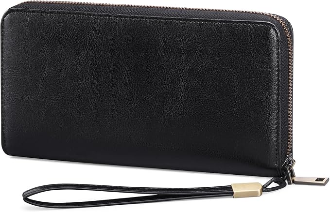 SENDEFN Leather Women's Wallets RFID Blocking Zip Around Large Capacity Long Credit Card Holder Wallet