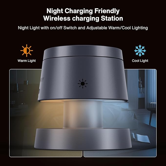 iVANKY 4 in 1 Qi2 Certified 15W MagSafe Wireless Charger Station with Night Light, 3 in 1 Fast Charging Stand for iPhone 17e/17/16/15/14/13 Pro Max Air, Apple Watch, Airpods（Includes 33W Adapter） ﻿ ﻿