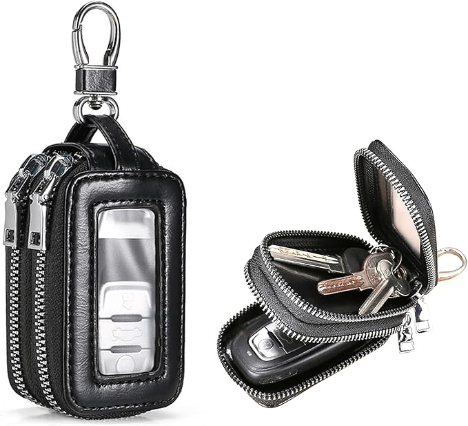 vvag Premium Car Key Fob Case Genuine Leather Car Smart Key fob Holder Car Remote Keychain Bag Universal