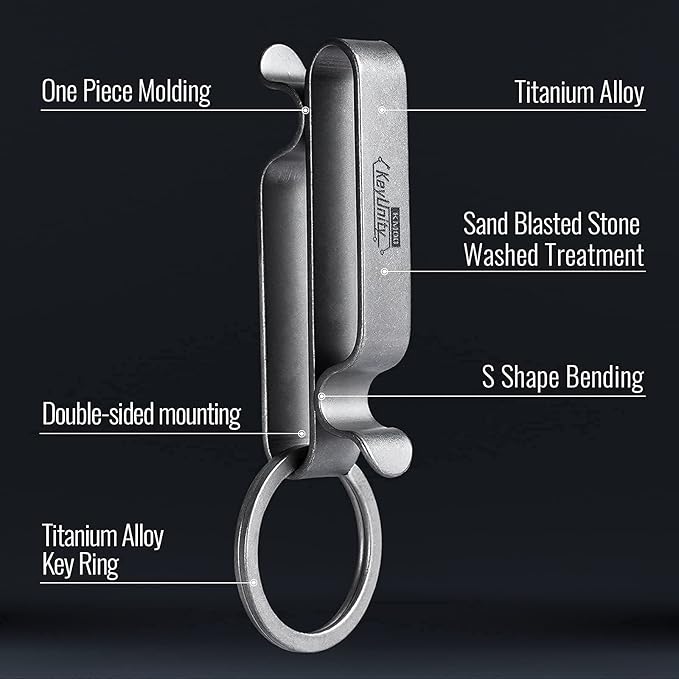 KeyUnity KM00 Titanium Belt Loop Keychain Clip Double Side Quick Release Key Holder with Detachable Key Ring