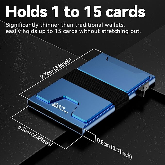 furid Smart Card Wallet for Men Slim: Minimalist Wallet For Men - RFID Blocking Pop Up Front Pocket Wallet, Metal Wallet 11 Card Holder