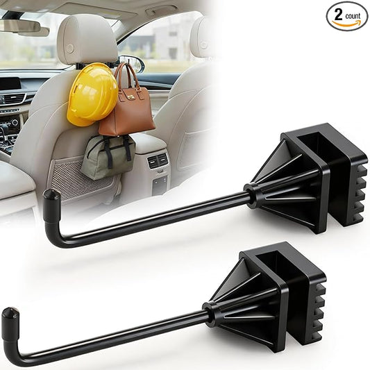Enhon Hard Hat Holder for Truck, Heavy Duty Stainless Steel Hard Hat Accessories, Headrest Hooks for Car Seat, Compact Truck Organizer & Storage, Car Purse Hook for Work Helmets & Gear, Blackon