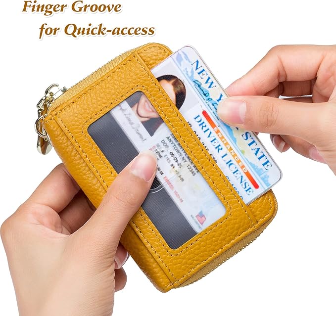 imeetu Rfid Credit Card Holder,Genuine Leather Businese Card Case,Rfid Blocking Wallet for Women & Men