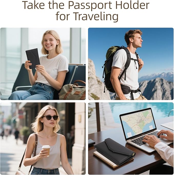 ZOPPEN Mulit-purpose Rfid Blocking Passport Holder Travel Wallet (Ver.4) Passport and Vaccine Card Holder ComboTri-fold Document Organizer Travel Essentials