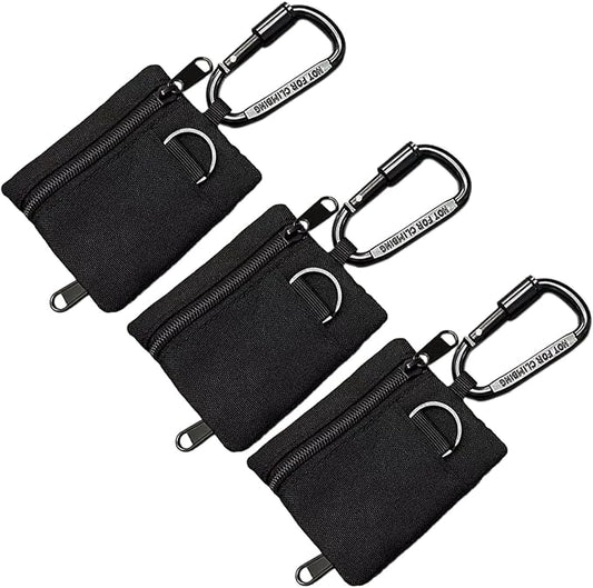 3 Pack Tactical EDC Keychain Pouch, Mini Wallet with Upgraded D-Ring - Military Mini Molle Utility Organizer for Outdoor, Hiking, Camping, Belt Gear, Zipper Pocket Bag