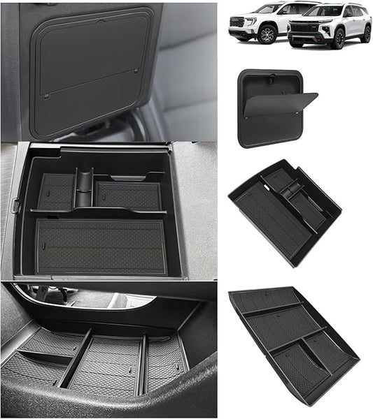 Muslogy Center Console Organizer Compatible with 2024-2026 GMC Acadia&Chevy Traverse Accessories Interior Storage Insert Tray Secret Compartment(Lower Center Tray+Console Organizer+Hidden Box)